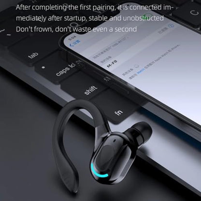 Wireless Headset Business Headphones,Waterproof Hanging Single Ear Earbuds,Mono Wireless Headset Noise Cancelling Sports Wireless Earpiece with Mic for Smart Phones (Black) - color: Black