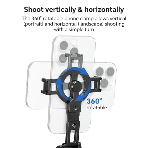 FANAUE Cell Phone Tripod Mount, Magnetic Aluminum Smartphone Stand Adapter with Cold Shoe Arca Swiss QR Base Plate,1/4" & 3/8'' Screw Phone Holder Mount for Video Live Streaming Vlogging