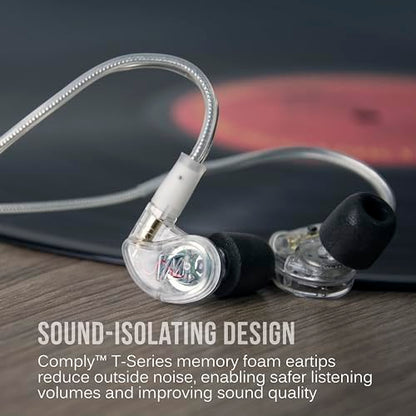 MEE audio M6 PRO 2nd Generation Universal-Fit Noise-Isolating Musicians’ in-Ear Monitors with Detachable Cables (Clear) - color: Clear, style: In-Ear Monitors