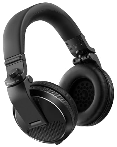 Pioneer DJ HDJ-X5 Over-Ear DJ Headphones - Black Bundle with Case and Austin Bazaar Polishing Cloth - color: HDJ-X5, style: Black