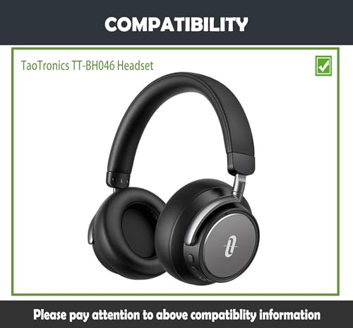 Earpads Replacement Cushion Compatible with TaoTronics TT-BH046 Headphone Ear Pads with Softer Protein Leather/Memory Foam