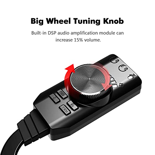 Sound Card, GS3 USB 2.0 External Sound Card Virtual 7.1 Channel Sound Card Adapter Plug and Play with Headphone Microphone Jacks Control Mute Mic Games Sound Effect Upgrade Version for Desktop