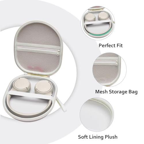 Headphone Headset Case Compatible with Soundcore by Anker Q20i/JLab/TALIX H30/JBL Tune 510BT 720BT 520BT 770NC/Sony WH-CH520 WH-CH720N/BERIBES/KVIDIO Wireless On-Ear Headphones,Cream - color: Light Khaki