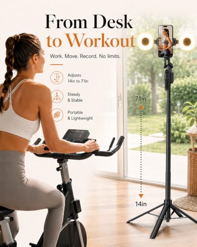 UBeesize 71" Vlogging Kit, Face Tracking Tripod, Desk Stand, Mics & Light - size: 71in