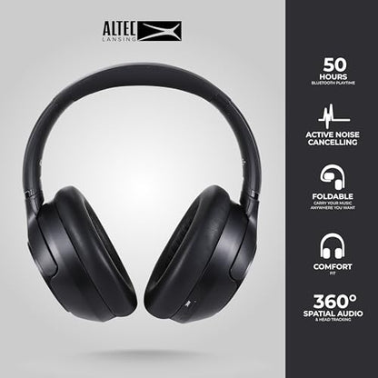 Altec Lansing Comfort Pro Over Ear Bluetooth Headphones, Wireless Noise Cancelling Headphones with ENC, Spatial Audio, 60H Battery, Foldable, Super Low Latency, Voice Assistant Compatible