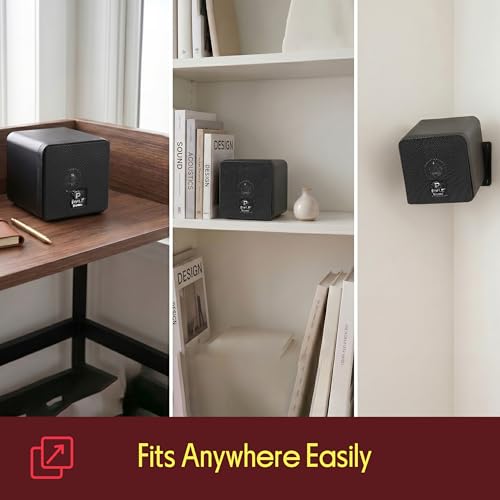 3" Mini Cube Bookshelf Speakers - 100W Small Bookshelf Speakers w/ 3" Paper Cone Driver, 8 Ohm - Passive Audio Book Shelf Speaker Pair For Home Theater Stereo Surround Sound - Pyle Home PCB3BK (Black) | 3 Inch Full Range Speakers for Home Cinema, Wall Mou