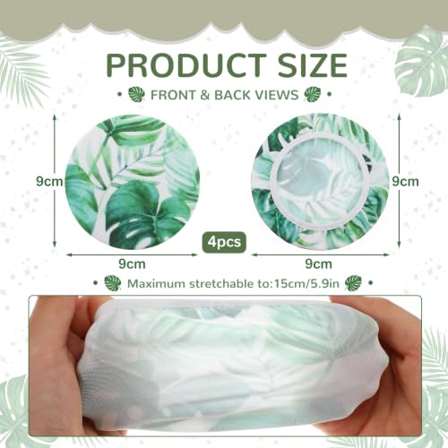 Fanfanwin 2 Pairs Monstera Leaf Flex Fabric Headphones Covers Green Stretchable Washable Ear Cup Protectors Sweat Resistant Ear Pad Sleeves Headphone Accessories for Gym Library Gaming 3.54inch - style: Monstera Leaf