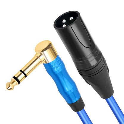 XLR to 1/4 Microphone Cable 90 Degrees 6.35MM Male TRS to XLR 3 Pin Male Audio Cable 1FT (30cm) for Electric Guitar Mixer 2PCS