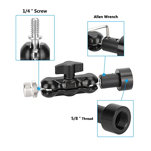 CAMVATE Mini Ball Head Microphone Mount with 5/8"-27 Male & Female Adapter