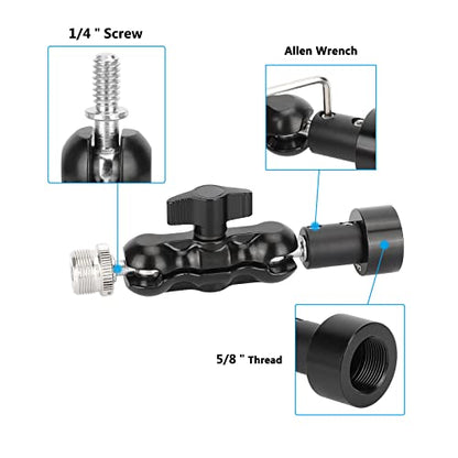 CAMVATE Mini Ball Head Microphone Mount with 5/8"-27 Male & Female Adapter