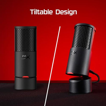 HyperX SoloCast 2 – Gaming USB Condenser Mic for PC, USB-C to USB-A, Built-in Pop Filter, Internal Shock Mount, Plug and Play, 24-bit / 96kHz, Compact Tiltable Stand – Black
