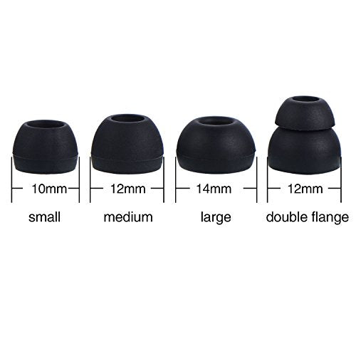 EBOOT 16 Pcs Earbud Tips Silicone Replacement, Noise Isolating Ear Bud Covers, Soft Anti-Slip Eartips, Multi Size S/M/L, Black & Clear