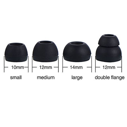 EBOOT 16 Pcs Earbud Tips Silicone Replacement, Noise Isolating Ear Bud Covers, Soft Anti-Slip Eartips, Multi Size S/M/L, Black & Clear