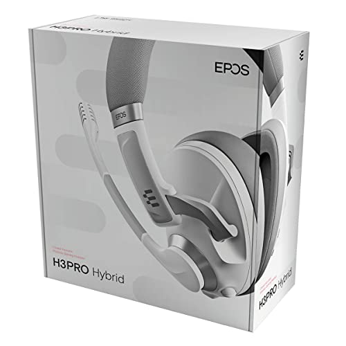 EPOS Gaming H3Pro Hybrid Gaming Headset - PC Headphones with Microphone - Noise-Cancellation, Adjustable, Smart Button Audio Mixing, Bluetooth, Gaming Suite, Surround Sound - (Ghost White) - color: Ghost White