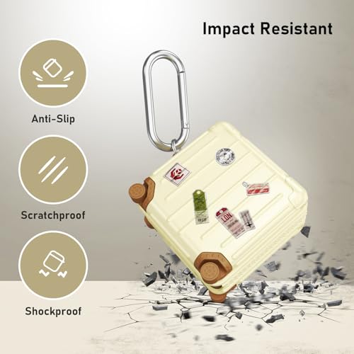 KOREDA Compatible with Samsung Galaxy Buds 4 Case/Buds 4 Pro Case Cover, Cute Funny Suitcase Design Case for Galaxy Buds 4 Pro, Fashion Protective Hard Case for Women Men with Keychain (Beige) - color: Beige