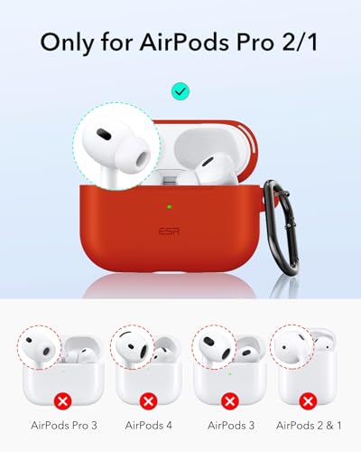 ESR for Airpods Pro 2 Case (HaloLock), Compatible with MagSafe, Red - color: Red