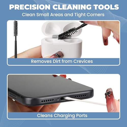Upgraded for Airpod Cleaner Kit (81 PCS), Multi-Tool with Cleaning Pen, Putty & Swabs, Removes Earwax & Dust, Compatible with AirPods Pro 2 3, Earbud, Headphones, Phone & Charging Port, White - color: White