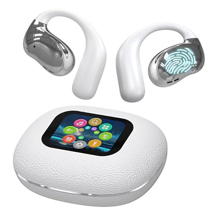Piluyaa Open Ear Earbuds Ultra Comfort Wireless Bluetooth 5.4 Headphones Over The Ear Earbuds with Intelligent Touch Screen EarHooks IPX7 Waterproof Bone Conduction Earphones for Fitness Sports-White - color: WHITE