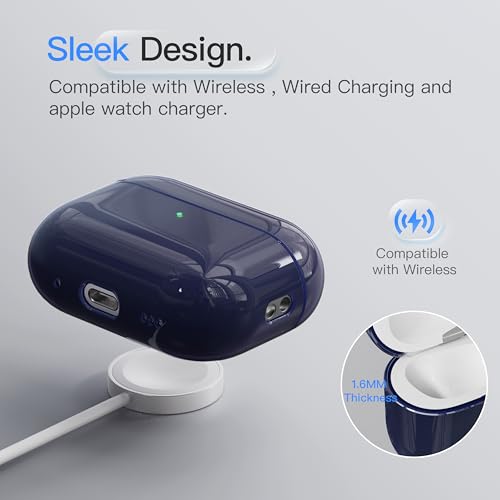 Case for AirPods Pro 3 Never-Sretch-Out DamonLight Shock-Proof Protective Semi Hard Silicone Case Compatible with Apple Airpods Pro 3rd Generation (Midnight Blue) - color: Midnnight Blue