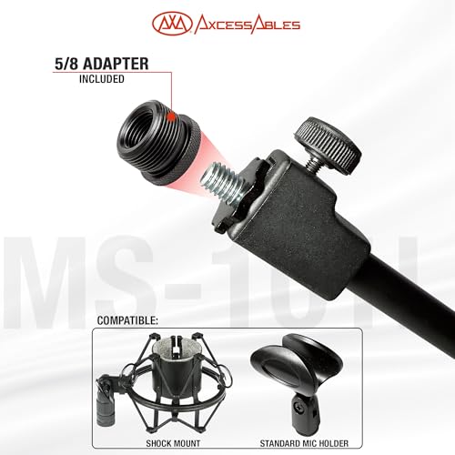 AxcessAbles Short Microphone Stand with 34" Telescoping Boom Arm | Low Profile Mic Tripod for Drums and Guitar Amps - style: 1 Mic Stand