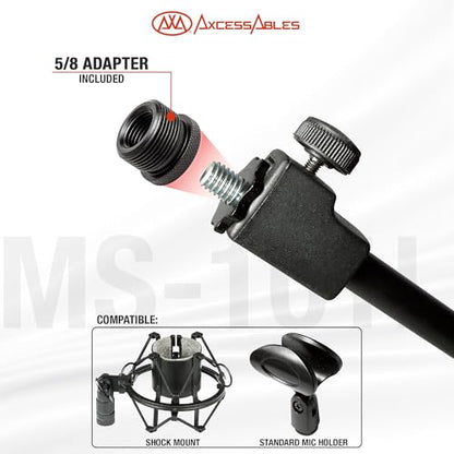AxcessAbles Short Microphone Stand with 34" Telescoping Boom Arm | Low Profile Mic Tripod for Drums and Guitar Amps - style: 1 Mic Stand