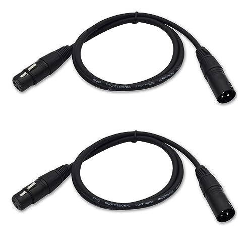 XLR Cable 3ft XLR Male to Female Black Balanced Microphone Cable - 2 Pack - size: 3