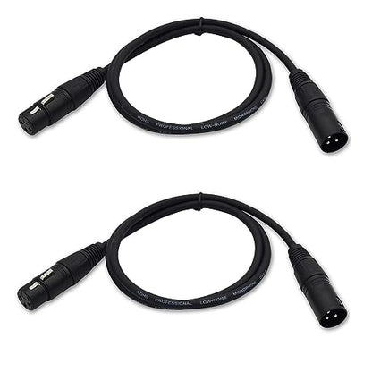 XLR Cable 3ft XLR Male to Female Black Balanced Microphone Cable - 2 Pack - size: 3
