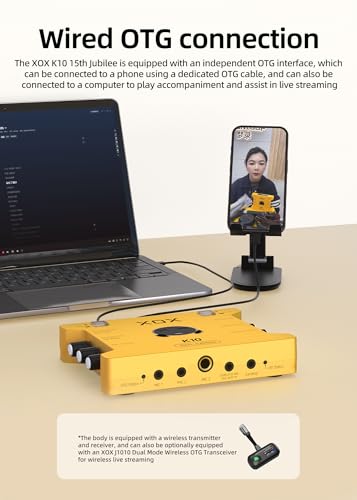 XOX K10 set live streaming audio interface,live sound card,audio mixer with wired microphone,monitor earphone and metal desktop microphone stand. (K10 S1 SET)