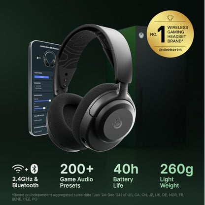 SteelSeries Arctis Nova 3X Wireless Multi-Platform Gaming Headset — Mobile App Control — 40 HR Battery — Neodymium Magnetic Drivers — 2.4GHz/Bluetooth — Xbox, PS5, PC, Switch, Mobile — Black - color: Black, style: Xbox|Switch|PC