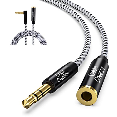 CableCreation 3.5mm Headphone TRS Extension Cable Bundle with 90 Degree TRRS 3.5mm Extension