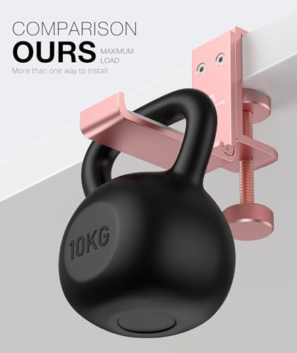 Foldable Headphone Stand and Hook – Aluminum Headset Holder Clamp Mount Under Desk, Universal Fit for Gaming Headphones, Space-Saving Hanger Organizer - color: Pink