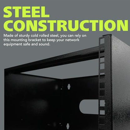 Pearington 6U Wall Mount Network Rack - 13.75 Inch Deep (Low Profile) - 19" Patch Panel Bracket for Shallow Server and IT Equipment, Network Switches - 44lbs/20kg Weight Capacity, Black (WALLMOUNT6) - size: 6U Rack