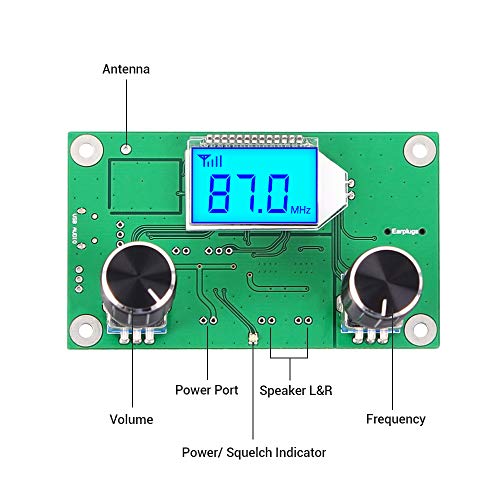 Digital FM Receiver Module, Icstation Radio Receiver Module Digital Stereo Board LCD Display DSP PLL 76.0MHz-108.0MHz Green