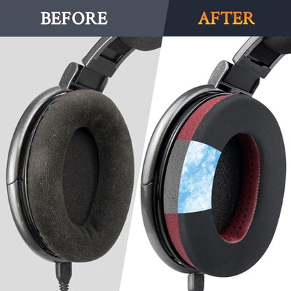 SOULWIT Cooling-Gel Earpads Cushions Replacement for Sennheiser HD650, HD660 S, HD660S2, HD600, HD6XX, HD58X, HD580, HD565, HD545, HD535 Headphones, Ear Pads with Ice Silk Fabric - Burgundy - color: Burgundy