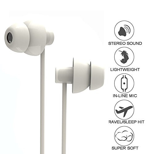 Sleep Soundproof Earbuds Headphones, Noise Isolating Soft Earbuds for Sleeping, Nighttime, Insomnia, Side Sleeper, Snoring, Travel, Meditation & Relaxation (White)