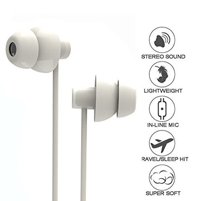 Sleep Soundproof Earbuds Headphones, Noise Isolating Soft Earbuds for Sleeping, Nighttime, Insomnia, Side Sleeper, Snoring, Travel, Meditation & Relaxation (White)