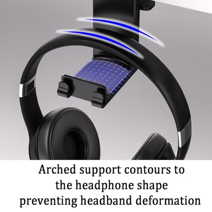 Over-ear headphone holder/Clamp-style headphone mount,djustable clamp width (10–42mm),suitable for gaming setups and various desk surfaces(White) - color: White
