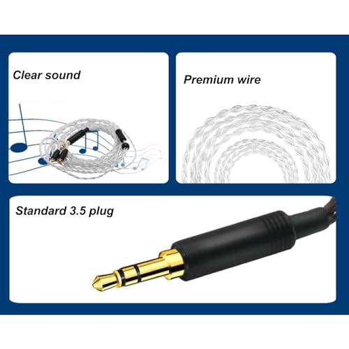 3.5mm Upgraded Detachable Earphone Cable, Silver Plated Copper Wire with Gold Plated Plug Replacement Cable for IE80 IE8i IE80i IE8 IE80S Headphones