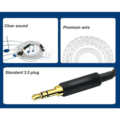 3.5mm Upgraded Detachable Earphone Cable, Silver Plated Copper Wire with Gold Plated Plug Replacement Cable for IE80 IE8i IE80i IE8 IE80S Headphones