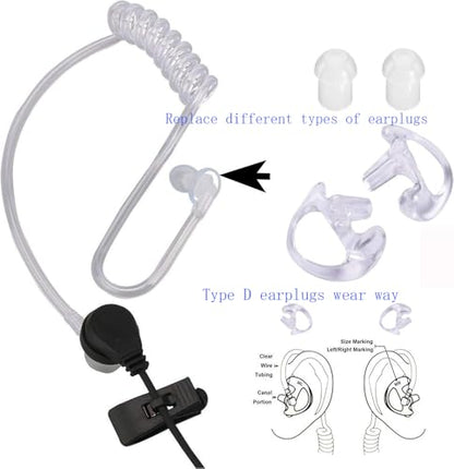 CYen Walkie Talkie Earpiece, Acoustic Tube Headset with PTTVOX, 2 Pin,Compatible with Kenwood pxton 2 Way Radio, Two Way Radio Headset with Mic(2 Pack)