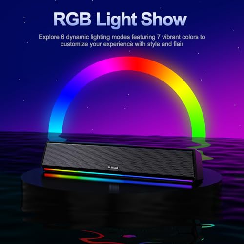 Bluedee Computer Speakers for Desktop PC, Bluetooth & USB PC Sound Bar RGB
