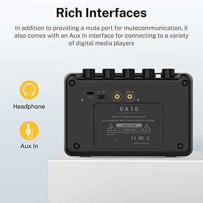 Donner Mini Guitar Amp Small Electric Amplifier 5W Portable, Practice Guitar Combo Amp DA-10 - color: Black