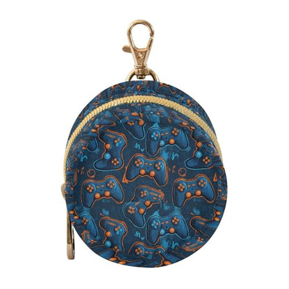 Pacifier Case Gaming Controller Blue Print Printed Waterproof Pacifier Holder Pouch with Metal Hook Clip Round Small Soother Storage Bag for Diaper Bag Stroller - color: Gaming Controller Blue Print
