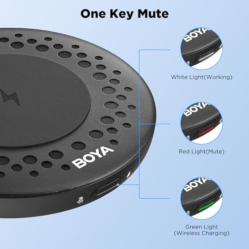 BOYA Blobby USB Conference Microphone,Desktop Computer Microphone with Wireless Charger, Omnidirectional Condenser PC Mic for Video Conference Online Class Skype Zoom Meeting