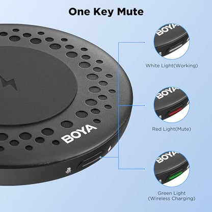 BOYA Blobby USB Conference Microphone,Desktop Computer Microphone with Wireless Charger, Omnidirectional Condenser PC Mic for Video Conference Online Class Skype Zoom Meeting