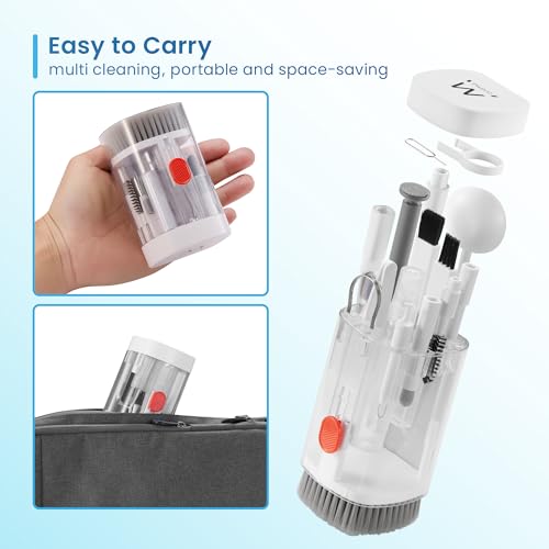 Ewent 21-in-1 Multifunctional Cleaner Kit for Electronic Devices, Cleaning Accessories for Headphones/Earbuds,Keyboards,PC Monitors,Smartphones,Tablets,Cameras and Screens, Cleaning Kit Tools (White)