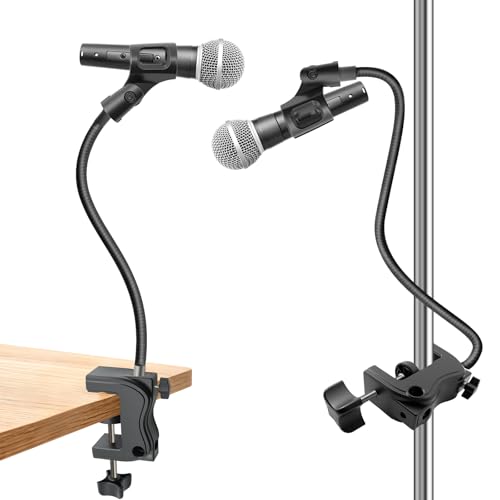 Microphone Stand, 20" Flexible Gooseneck Desktop Mic Stands Holder,3/8" to 5/8" Screw Adapter, 360 Adjustable Compact Mic Arm for Meetings, Lectures, Live Broadcast Equipment