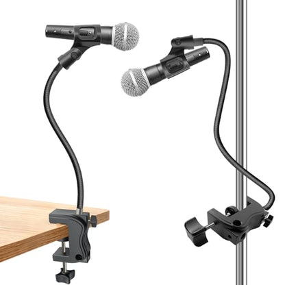 Microphone Stand, 20" Flexible Gooseneck Desktop Mic Stands Holder,3/8" to 5/8" Screw Adapter, 360 Adjustable Compact Mic Arm for Meetings, Lectures, Live Broadcast Equipment