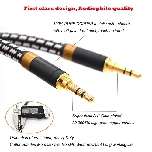 Aux Cord, Audiophile 3.5mm Stereo Audio Cable [0.75m (2.5 Feet), Silvered-Plated Copper core], Unbreakable and Great for Laptop, Tablets,Headphones, Cars and More. - size: 0.75m (2.5 Feet), style: 3.5mm straight to straight