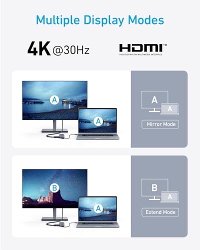 Anker USB C Hub, 5-in-1 USBC to HDMI Splitter with 4K Display - color: Grey